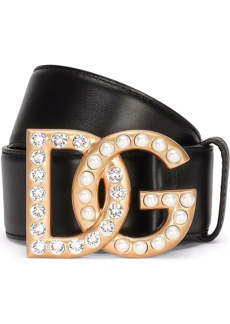 Dolce & Gabbana DG-logo rhinestone-embellished belt