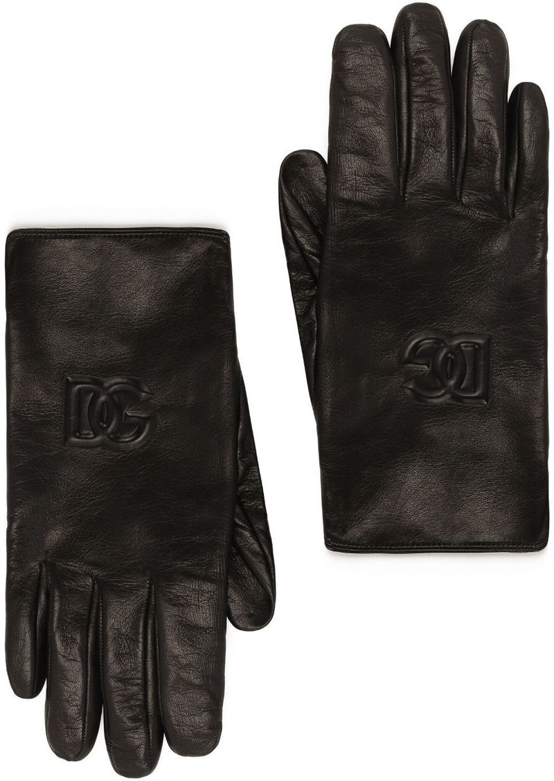 Dolce & Gabbana DG-logo embossed leather gloves