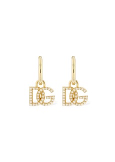 Dolce & Gabbana Dg Logo Faux Pearl Hoop Earrings