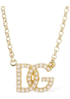 Dolce & Gabbana Dg Logo Faux Pearl Necklace