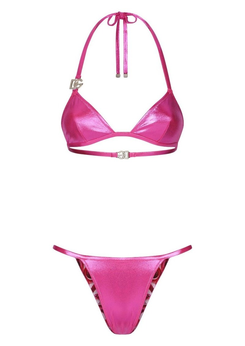 Dolce & Gabbana DG-logo high-shine bikini set