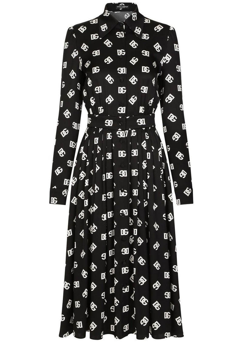 Dolce & Gabbana logo-print belted midi dress