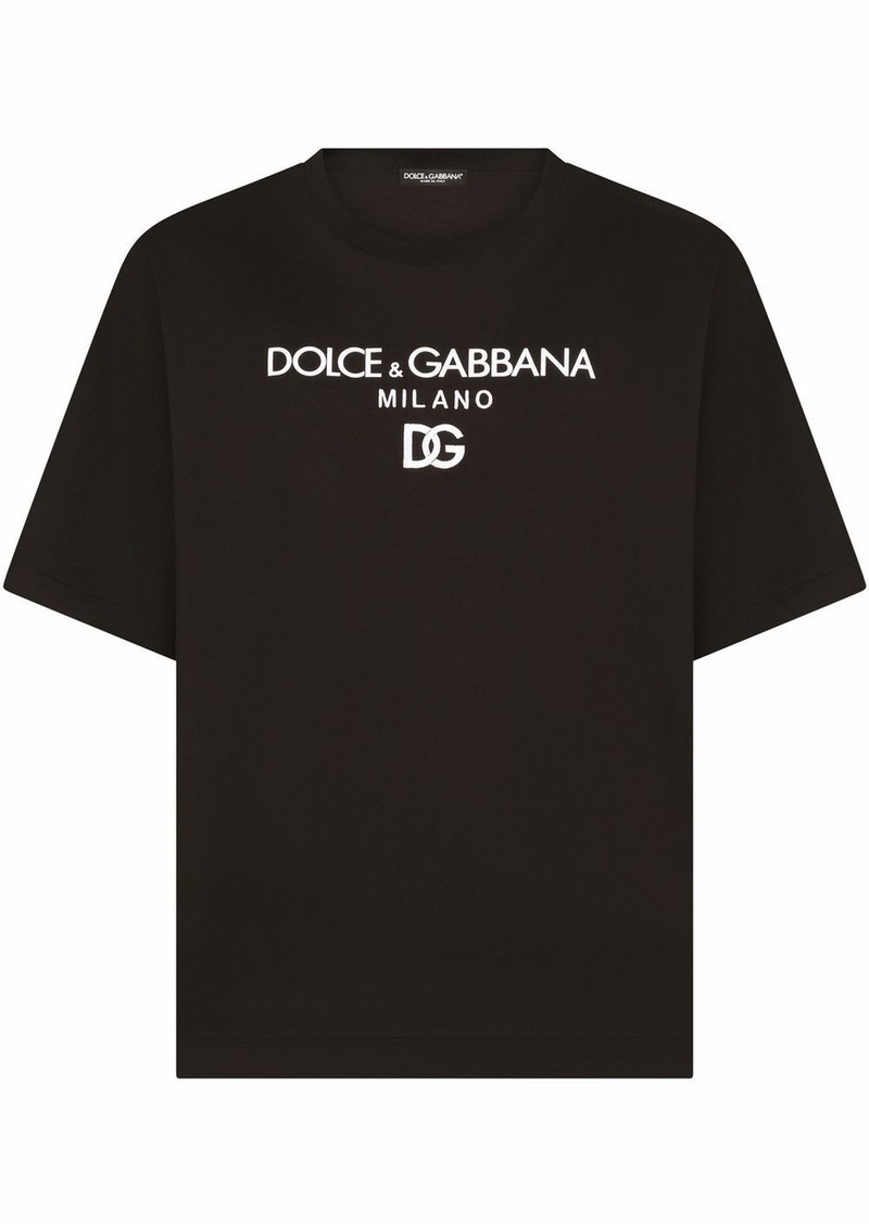 Dolce & Gabbana logo-embroidered cotton T-shirt