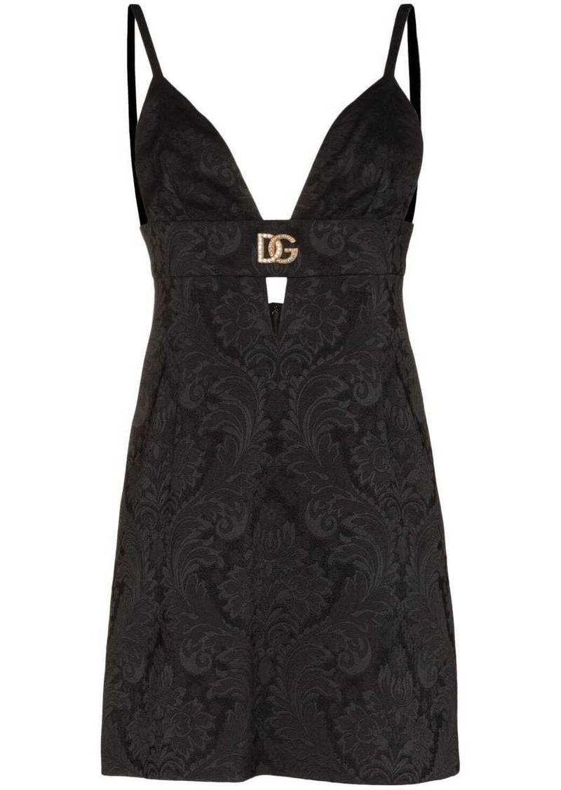 Dolce & Gabbana DG plaque brocade mini dress
