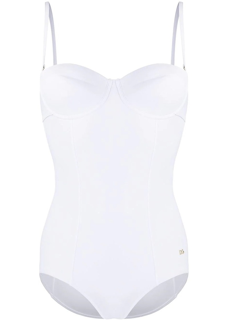 Dolce & Gabbana DG plaque bustier swimsuit