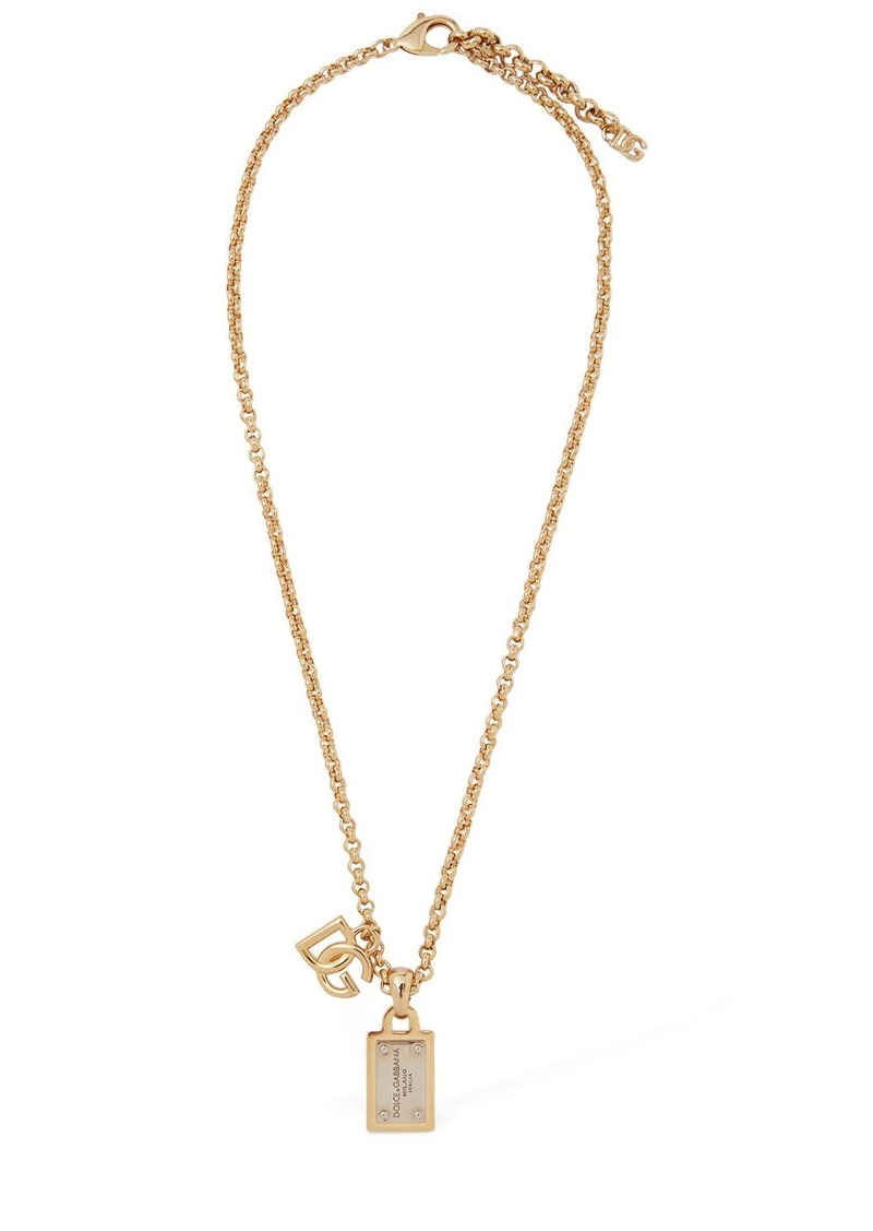 Dolce & Gabbana Dg Plaque Charm Necklace