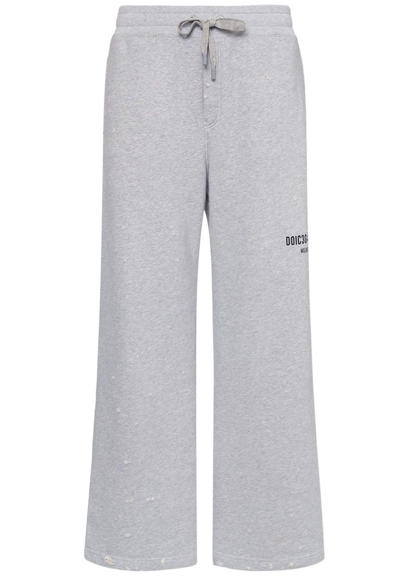 Dolce & Gabbana Distressed Cotton Jersey Jogging Pants