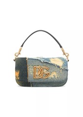 Dolce & Gabbana Distressed Denim Logo Shoulder Bag