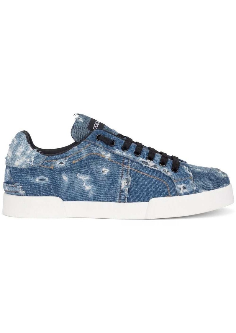 Dolce & Gabbana distressed denim low-top sneakers