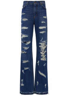 Dolce & Gabbana Distressed Denim Wide Leg Jeans