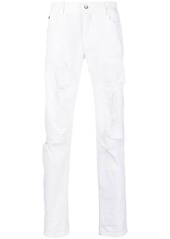 Dolce & Gabbana distressed-effect cotton straight trousers