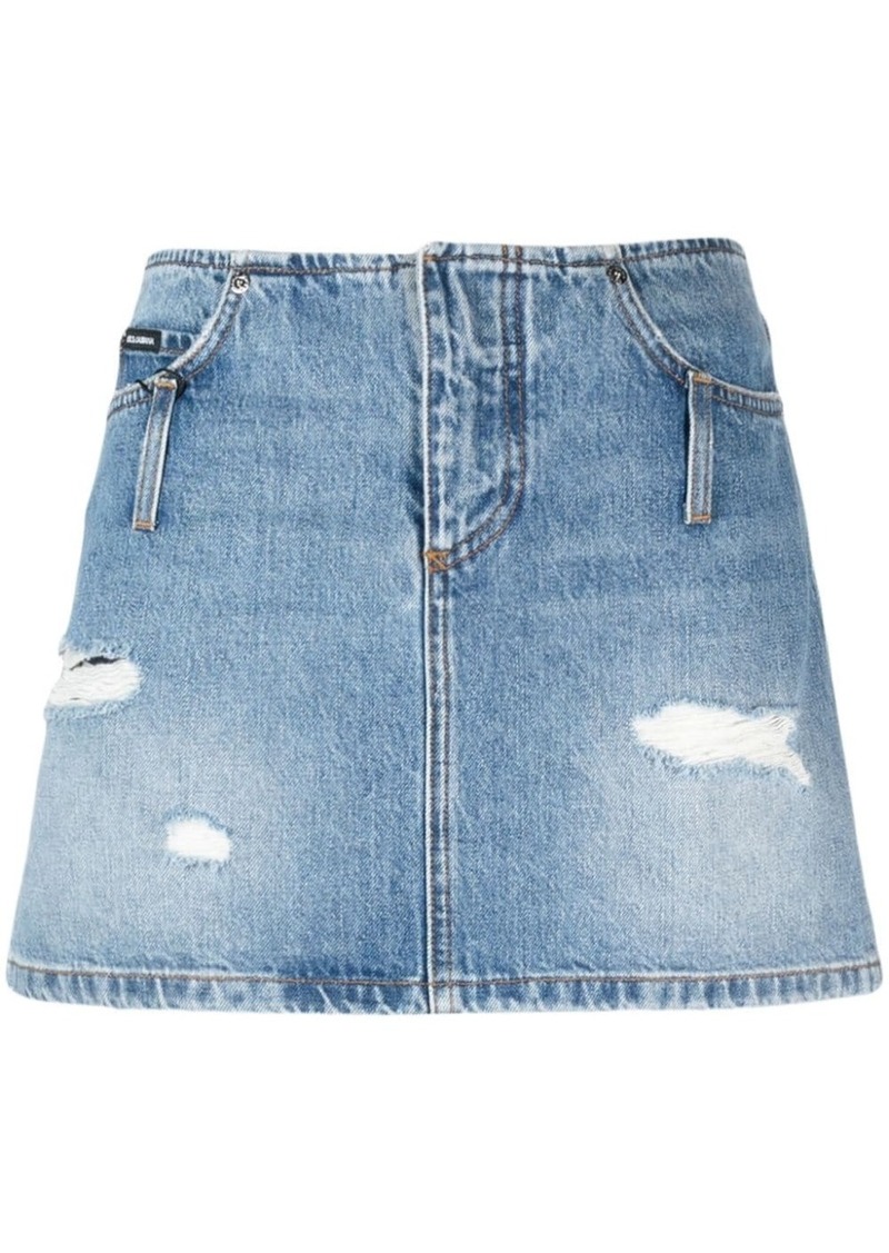 Dolce & Gabbana distressed-effect denim miniskirt