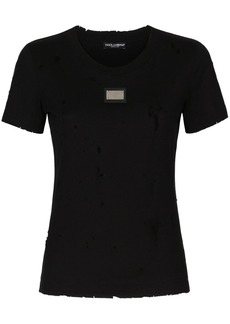 Dolce & Gabbana distressed-effect logo-plaque T-shirt