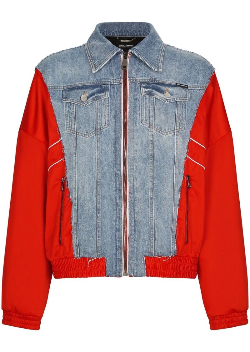 Dolce & Gabbana distressed-effect panelled denim jacket