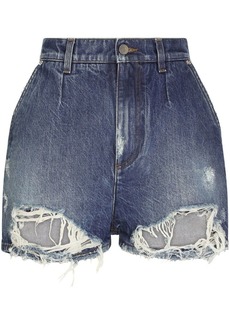 Dolce & Gabbana distressed high-rise denim shorts