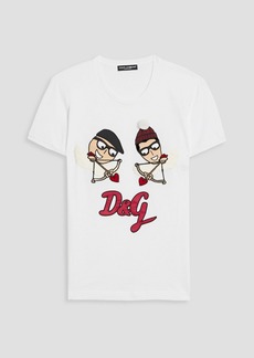 Dolce & Gabbana - Appliquéd cotton-jersey T-shirt - White - IT 36