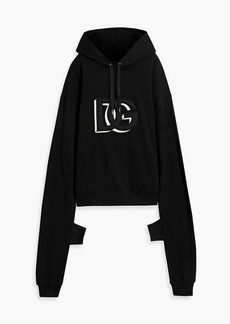 Dolce & Gabbana - Appliquéd French cotton-blend terry hoodie - Black - XL