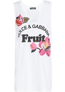 Dolce & Gabbana - Appliquéd printed cotton-jersey tank - White - IT 40