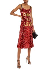 Dolce & Gabbana - Appliquéd sequined stretch-tulle midi dress - Red - IT 36