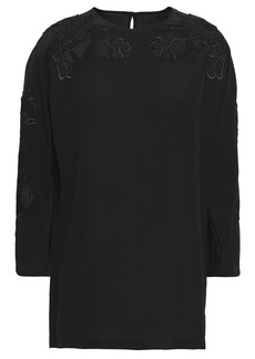 Dolce & Gabbana - Appliquéd silk crepe de chine top - Black - IT 40
