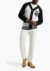 Dolce & Gabbana - Appliquéd striped jacquard-knit wool cardigan - Black - IT 48
