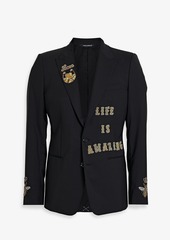 Dolce & Gabbana - Appliquéd wool-blend blazer - Black - IT 44