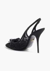 Dolce & Gabbana - Bead-embellished mesh slingback pumps - Black - EU 37.5