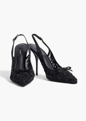 Dolce & Gabbana - Bead-embellished mesh slingback pumps - Black - EU 37.5