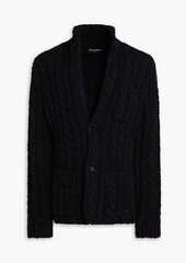 Dolce & Gabbana - Bouclé and cable-knit wool-blend cardigan - Black - IT 46