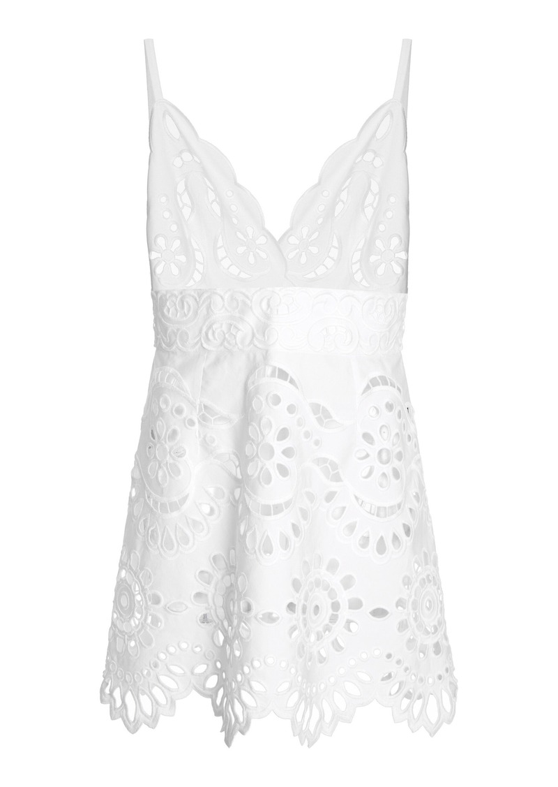 Dolce & Gabbana - Broderie Anglaise Cotton Mini Dress - White - IT 40 - Moda Operandi