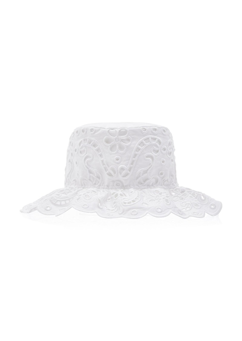 Dolce & Gabbana - Broderie Anglaise Cotton Poplin Bucket Hat - White - EU 56 - Moda Operandi