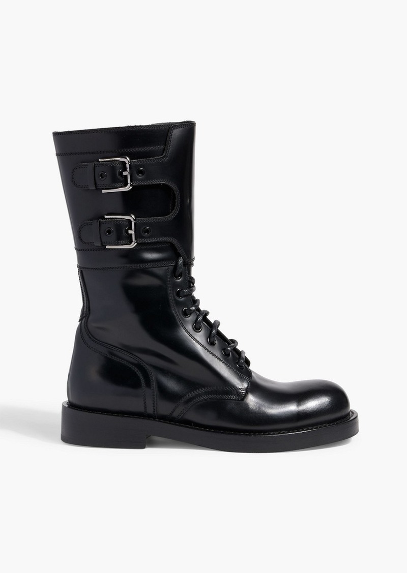 Dolce & Gabbana - Buckled glossed-leather combat boots - Black - EU 36.5