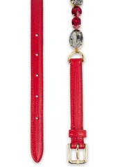 Dolce & Gabbana - Crystal and lizard-effect leather belt - Red - S