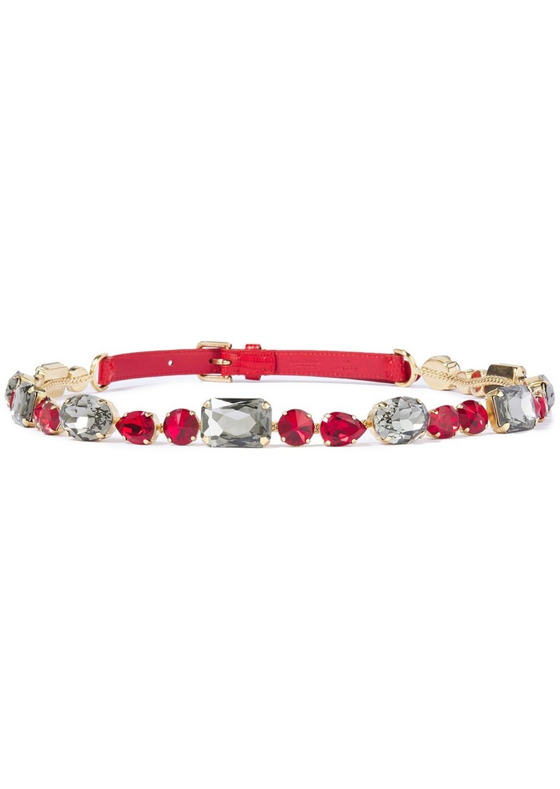 Dolce & Gabbana - Crystal and lizard-effect leather belt - Red - S