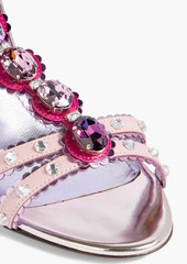 Dolce & Gabbana - Crystal-embellished color-block patent-leather sandals - Purple - EU 35