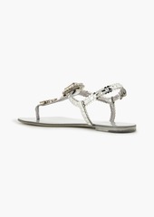 Dolce & Gabbana - Crystal-embellished faux mirrored-leather sandals - Metallic - EU 35.5