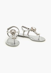 Dolce & Gabbana - Crystal-embellished faux mirrored-leather sandals - Metallic - EU 35.5