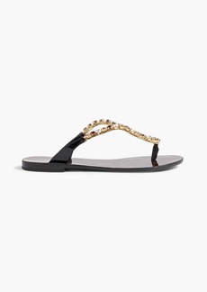 Dolce & Gabbana - Crystal-embellished patent-leather sandals - Black - EU 37