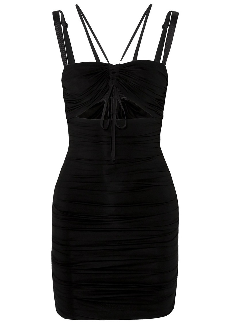Dolce & Gabbana - Cutout ruched stretch-jersey mini dress - Black - IT 44