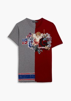 Dolce & Gabbana - Distressed appliquéd cotton-jersey T-shirt - Gray - IT 54