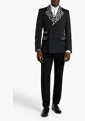 Dolce & Gabbana - Double-breasted printed moire blazer - Black - IT 44