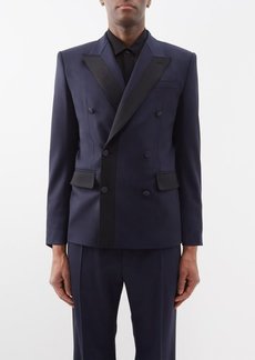 Dolce & Gabbana - Double-breasted Wool Tuxedo Jacket - Mens - Midnight Blue