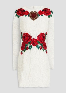 Dolce & Gabbana - Embellished corded lace mini dress - White - IT 38