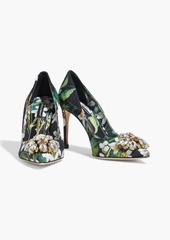 Dolce & Gabbana - Embellished floral-jacquard pumps - Green - EU 37