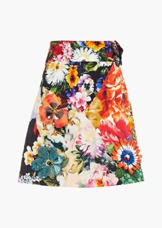 Dolce & Gabbana - Embellished floral-print crepe de chine mini skirt - Orange - IT 38