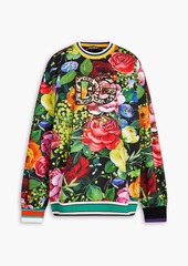 Dolce & Gabbana - Embellished floral-print stretch-jersey sweatshirt - Green - XS