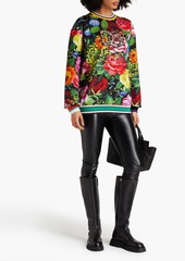 Dolce & Gabbana - Embellished floral-print stretch-jersey sweatshirt - Green - XS