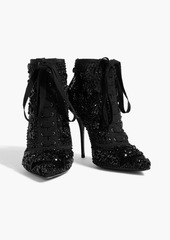 Dolce & Gabbana - Embellished mesh ankle boots - Black - EU 36.5