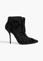 Dolce & Gabbana - Embellished mesh ankle boots - Black - EU 36.5