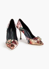 Dolce & Gabbana - Embellished metallic floral-brocade and ayers pumps - Pink - EU 40